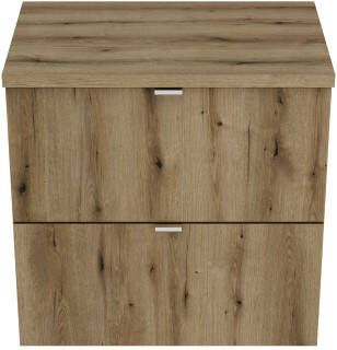 Comad Nova Oak wastafelonderkast 60x40cm eiken met 2 deuren en toppaneel