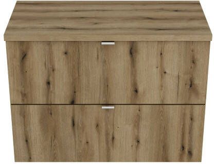 Comad Nova Oak wastafelonderkast 80x40cm eiken met 2 lades en toppaneel