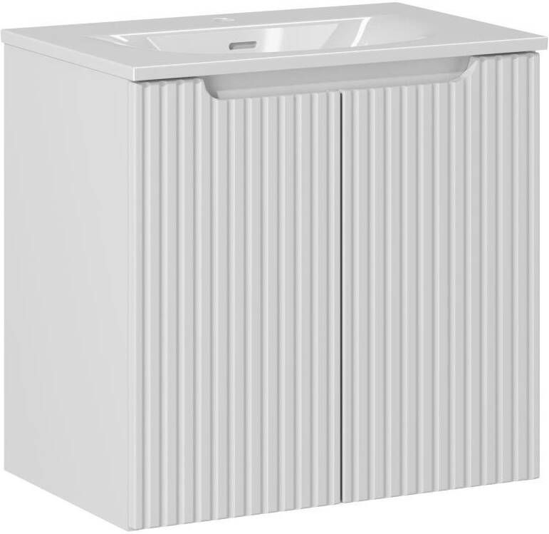 Comad Nova White badkamermeubel 60x40cm wit met 2 deuren en wastafel 1 kraangat