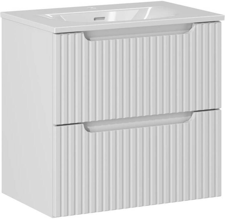 Comad Nova White badkamermeubel 60x40cm wit met 2 lades en wastafel 1 kraangat