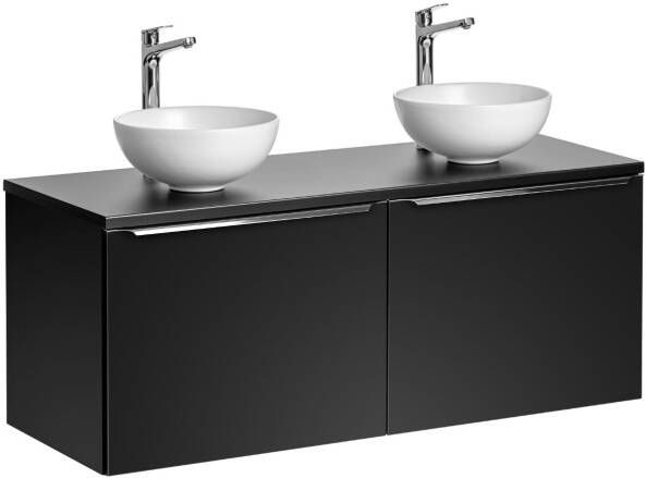 Comad Santa Fe Black badkamermeubel 120cm zwart mat met 2 mat witte waskommen