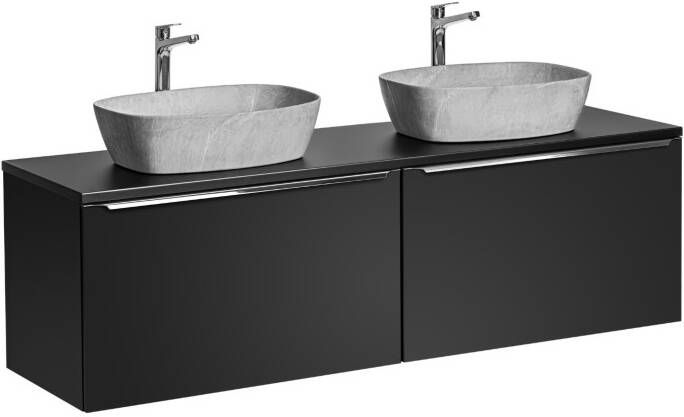 Comad Santa Fe Black badkamermeubel 160cm zwart mat met 2 mat grijze waskommen