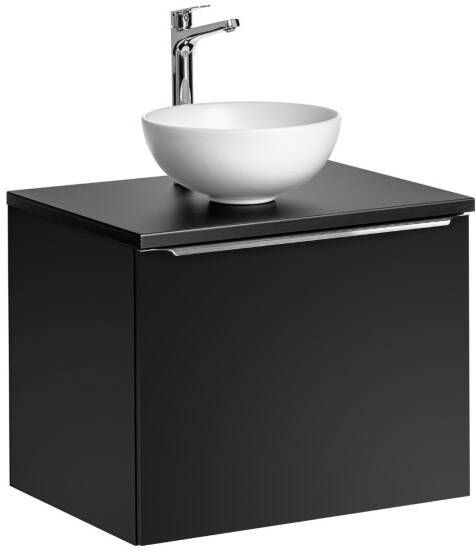 Comad Santa Fe Black badkamermeubel 60cm zwart mat met mat witte waskom