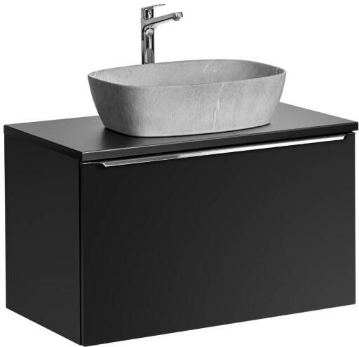 Comad Santa Fe Black badkamermeubel 80cm zwart mat met mat grijze waskom