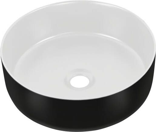 Comad Simple keramische ronde waskom 36cm wit zwart