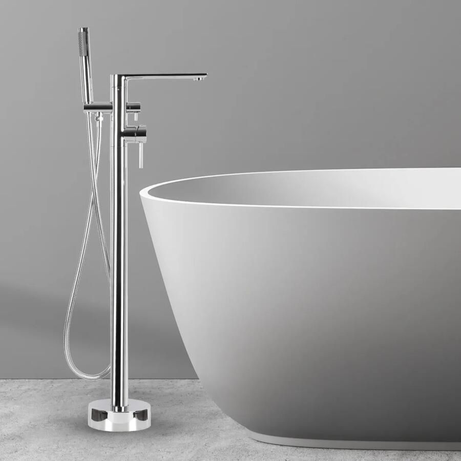 Differnz Harley vrijstaande badkraan met rechte uitloop chroom