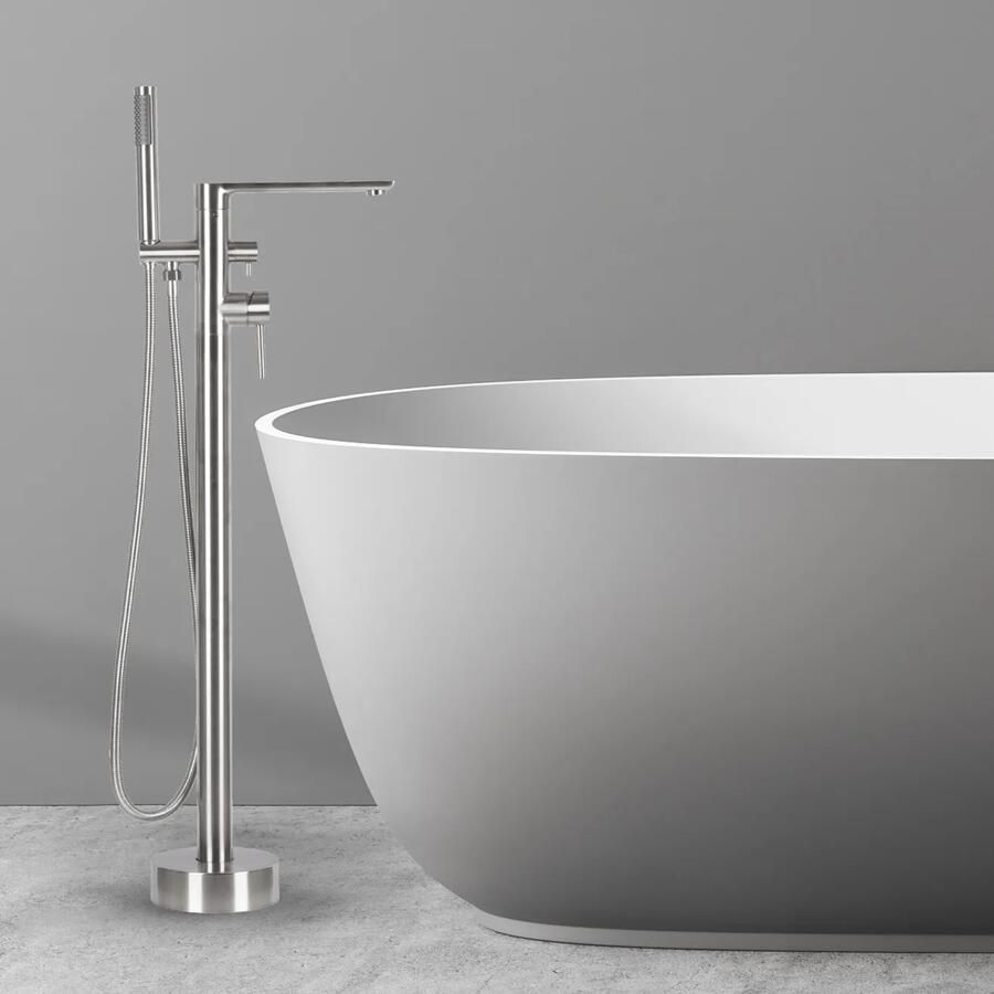 Differnz Harley vrijstaande badkraan met rechte uitloop chroom mat