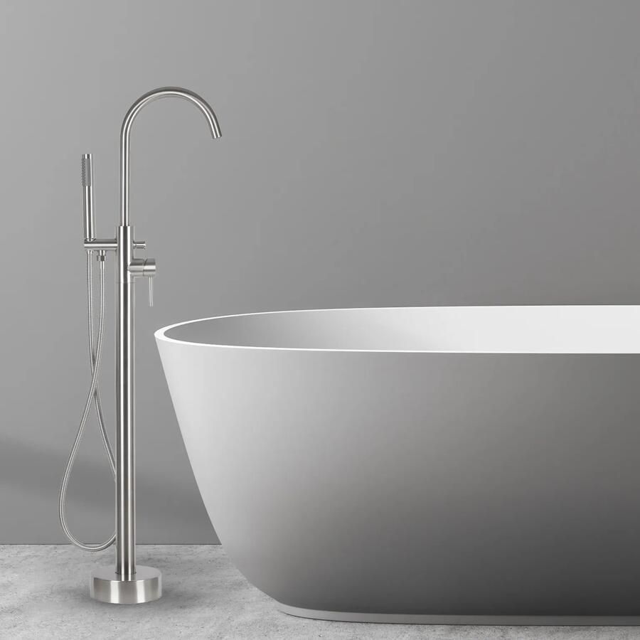 Differnz Skylar vrijstaande badkraan gebogen uitloop chroom mat