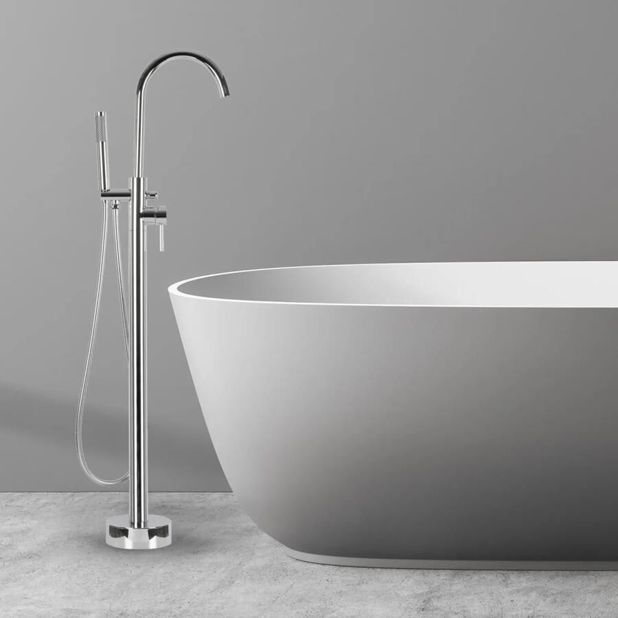 Differnz Skylar vrijstaande badkraan met gebogen uitloop chroom