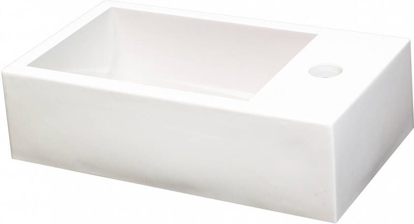 Differnz Force Wastafel 40x11x22cm 1 kraangat 1 wasbak Polybeton Wit 36.009.30