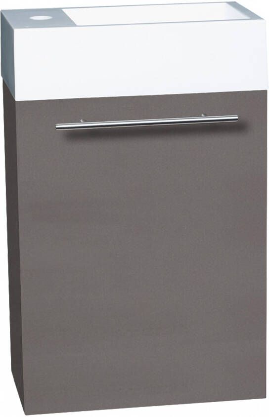 Differnz Force40 fontein met onderkast deur rechtsdraaiend zonder kraangat 40x52x22cm MDF 1 kraangat 1 wasbak rechts Antraciet 36.009.83