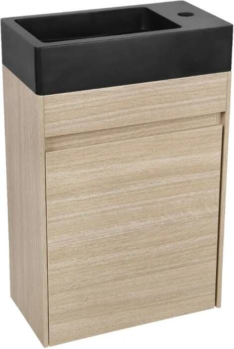 Differnz Hura toiletmeubel eiken met natuurstenen fontein antraciet