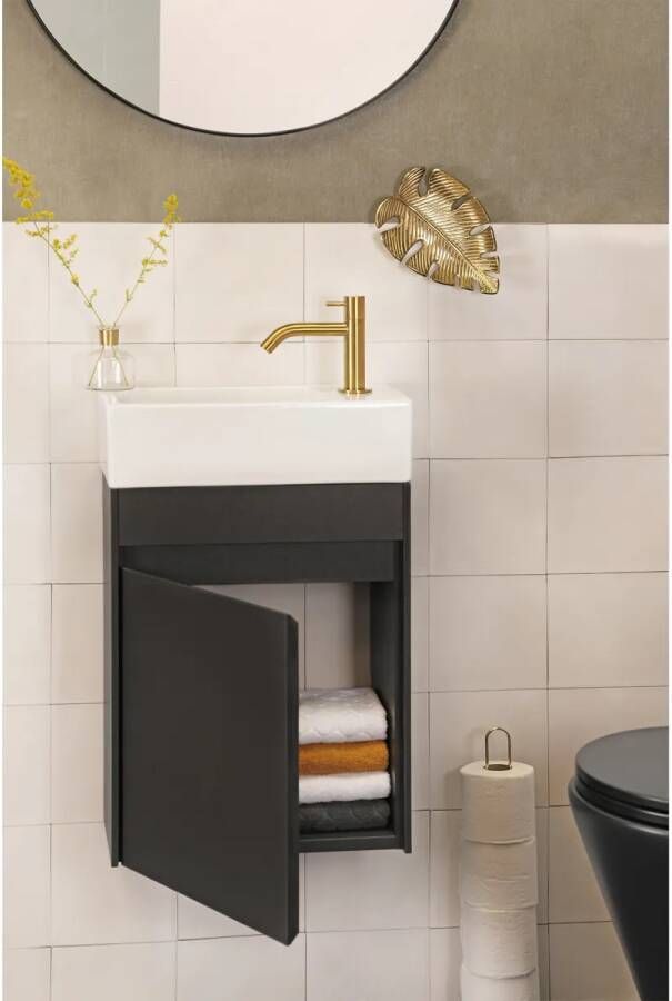 Differnz Hura toiletmeubel grijs met keramische fontein wit glans