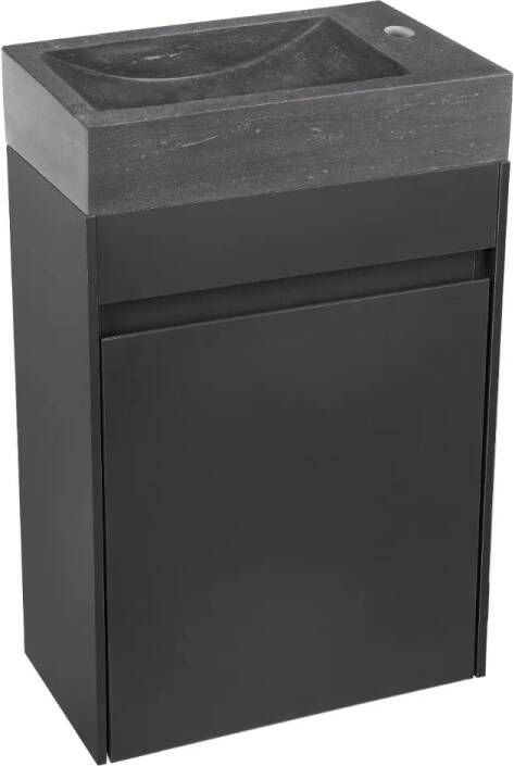 Differnz Hura toiletmeubel grijs met natuurstenen fontein grijs