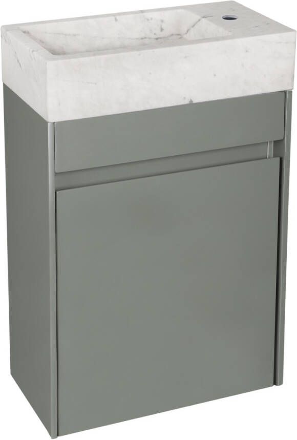 Differnz Hura toiletmeubel groen met marmeren fontein wit