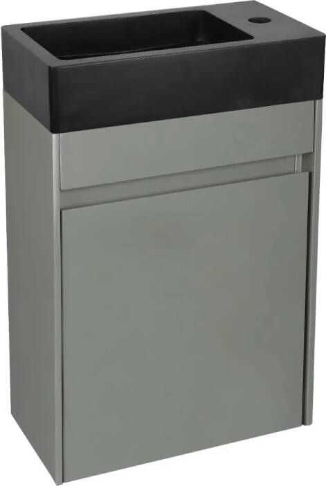 Differnz Hura toiletmeubel groen met natuurstenen fontein antraciet