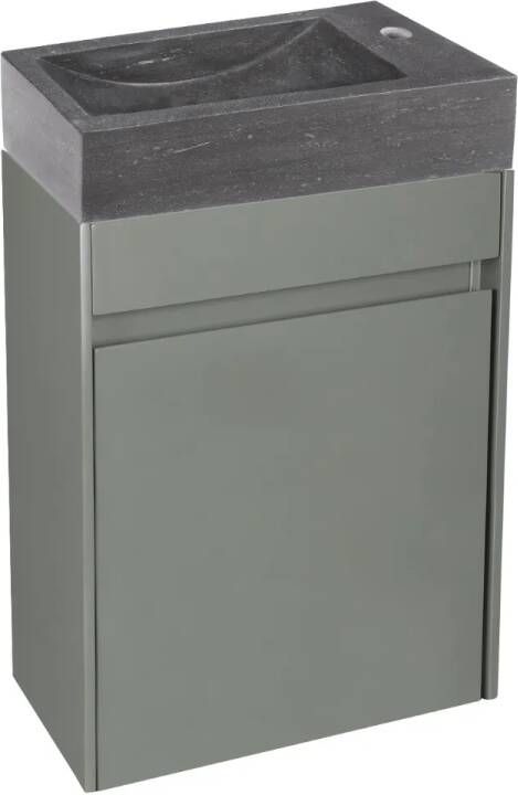 Differnz Hura toiletmeubel groen met natuurstenen fontein grijs