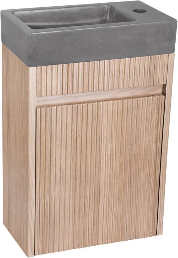 Differnz Hura toiletmeubel ribbelfront eiken met betonnen fontein