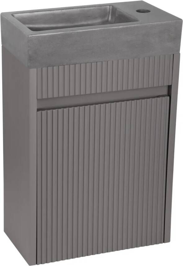 Differnz Hura toiletmeubel ribbelfront grijs met betonnen fontein