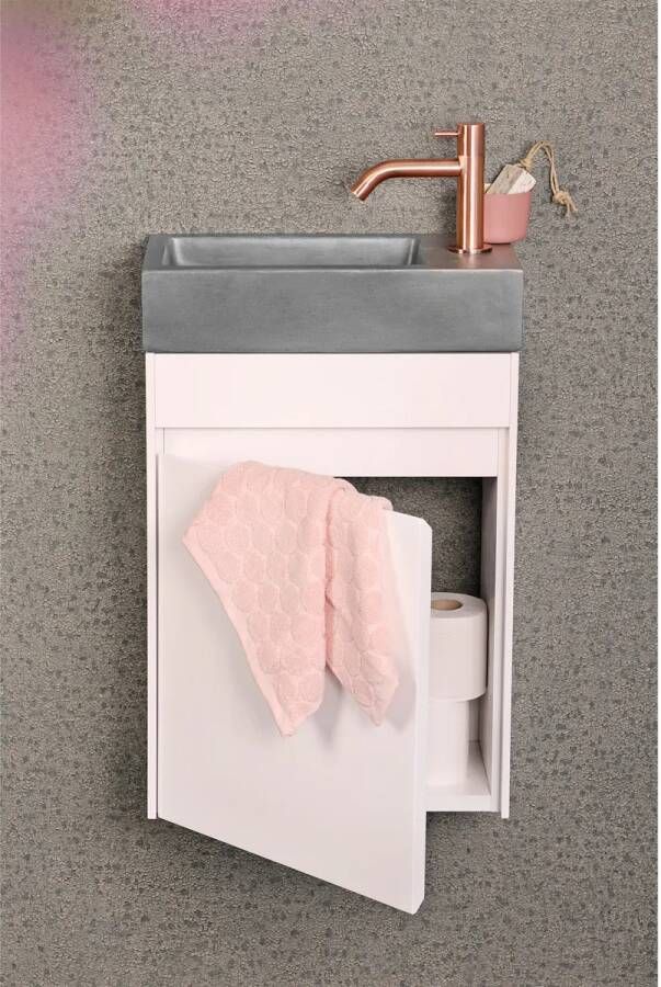 Differnz Hura toiletmeubel wit met betonnen fontein