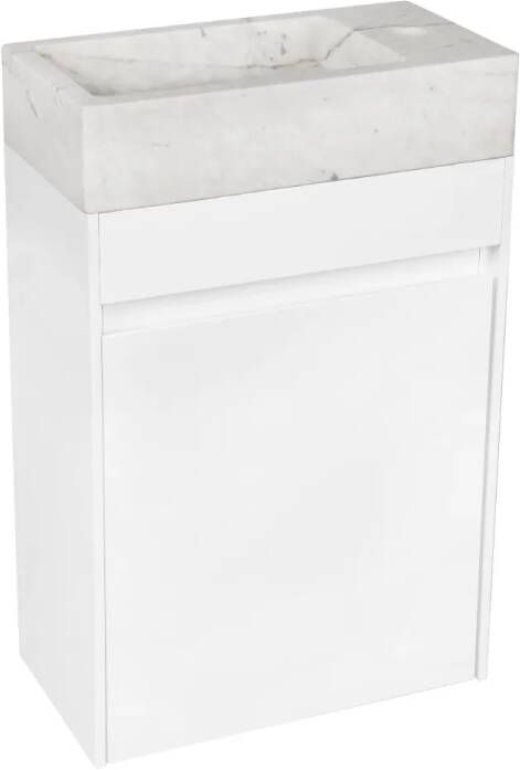 Differnz Hura toiletmeubel wit met marmeren fontein wit