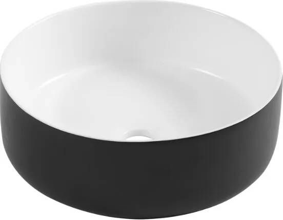 Differnz Mira waskom rond 36x12cm zwart wit