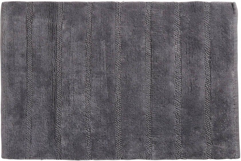Differnz Stripes badmat geschikt voor vloerverwarming 100% katoen 45 x 75 cm grijs