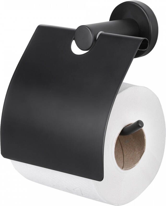 Differnz Toiletrolhouder TRH Met Klep 10x10 cm Zwart
