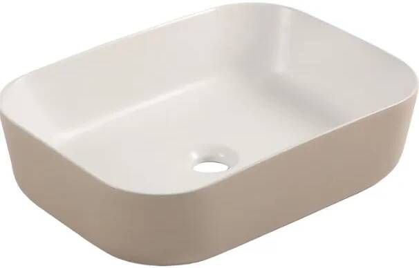 Differnz Zena waskom rechthoek 48x37.5cm beige wit
