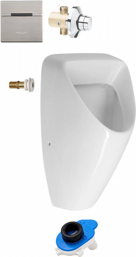 Bruckner Schwarn urinoirset wit met drukknop drukplaat of automatische spoeling
