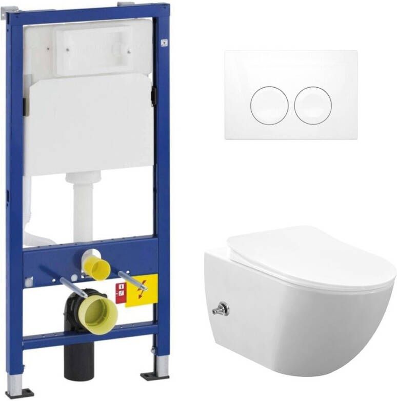 Geberit UP100 toiletset met Sanigoods Bidet randloos toilet met warm koud water sproeier