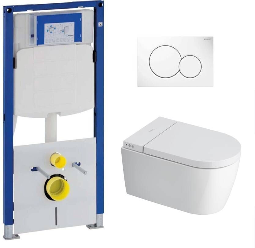 Geberit UP320 toiletset met Duravit Starck F douche wc met automatische sluitfunctie