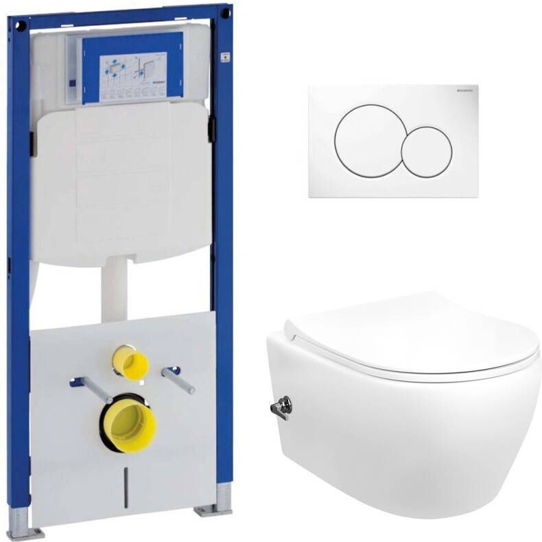 Geberit UP320 toiletset met Sanigoods Acora randloos toilet met koud water sproeier