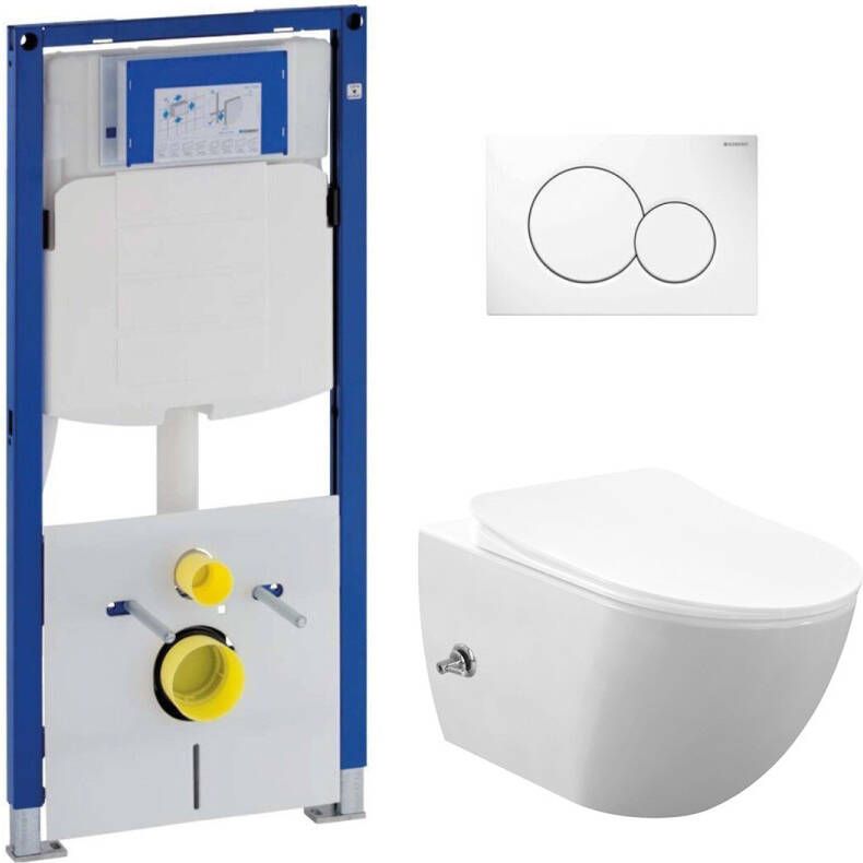 Geberit UP320 toiletset met Sanigoods Bidet randloos toilet met warm koud water sproeier
