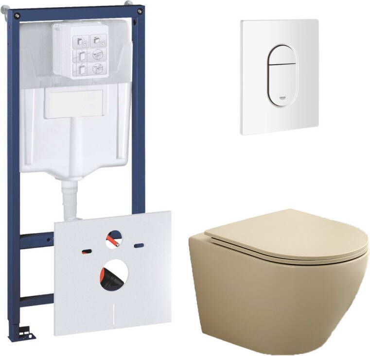 Grohe Rapid toiletset met Saniclear Itsie licht ivoor toiletpot randloos met softclose zitting