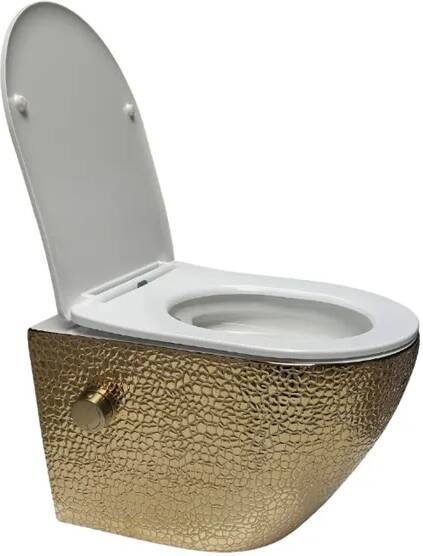 DTG Livorno douche wc croco goud met softclose zitting wit glans