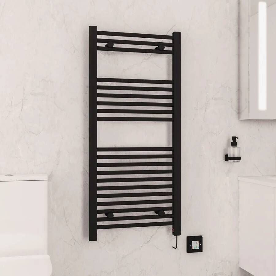 Eastbrook Biava elektrische handdoekradiator met aan uit knop 50x110cm 400W zwart mat
