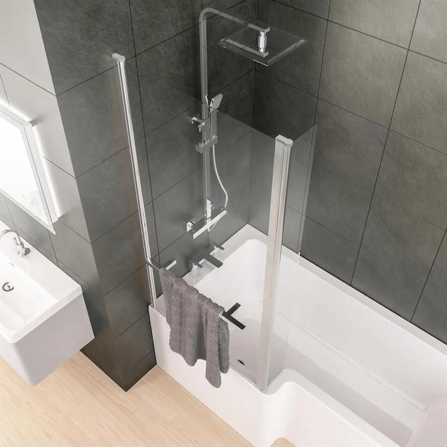 Eastbrook Beaufort badscherm met handdoekrek 100x140cm chroom