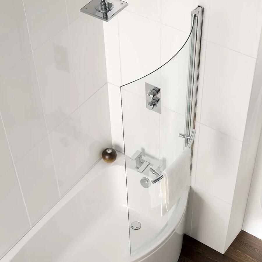 Eastbrook C-Shape badwand 75x140cm met handdoekhouder chroom
