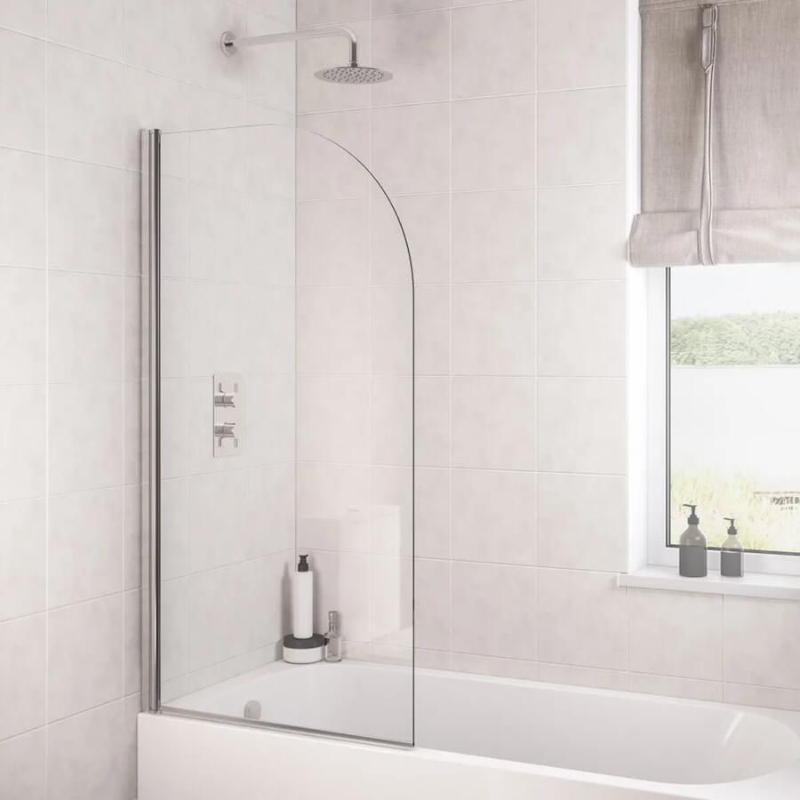 Eastbrook Designer badwand met ronde hoek 80x140cm chroom