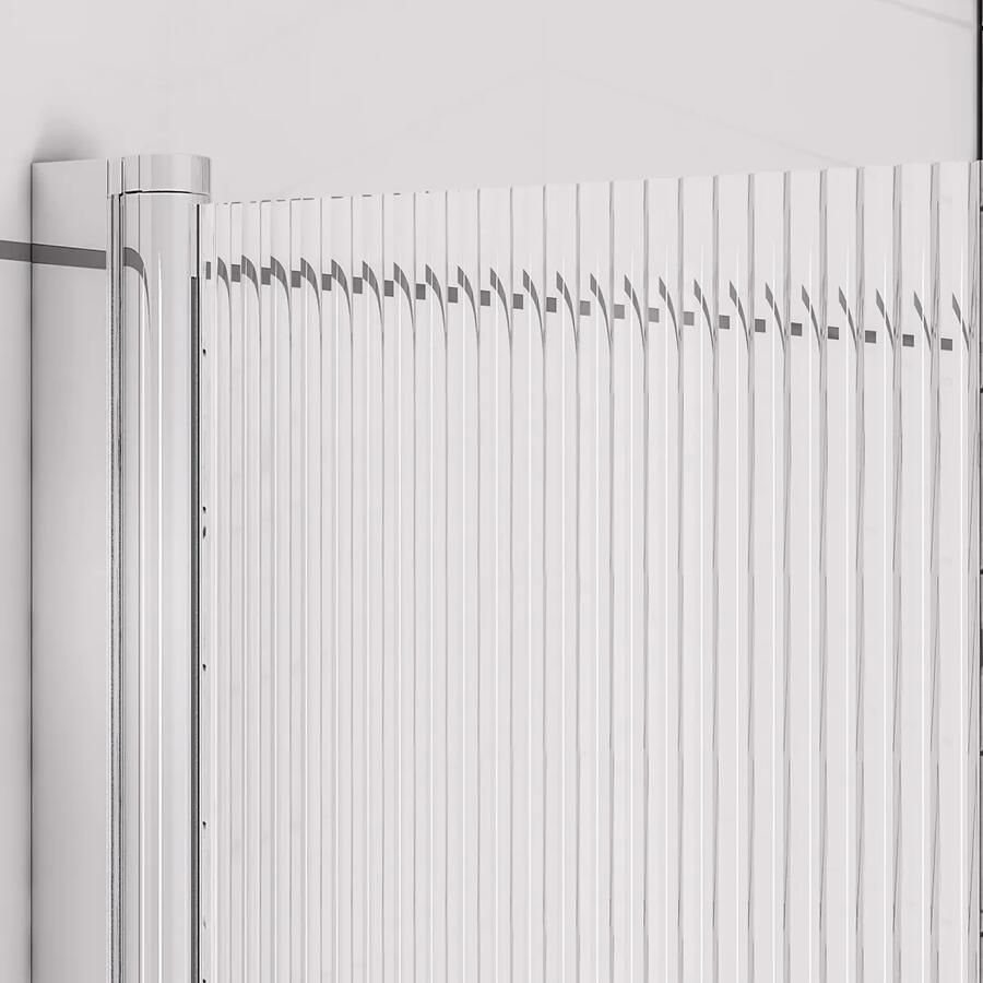 Eastbrook Fluted badwand met ribbelglas 80x140cm links chroom