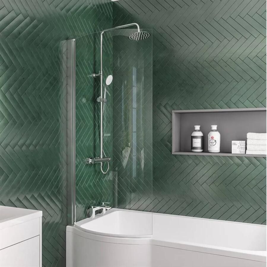 Eastbrook P-Shape badwand links 75x140cm chroom