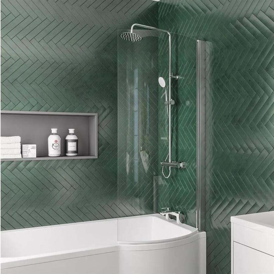 Eastbrook P-Shape badwand rechts 75x140cm chroom
