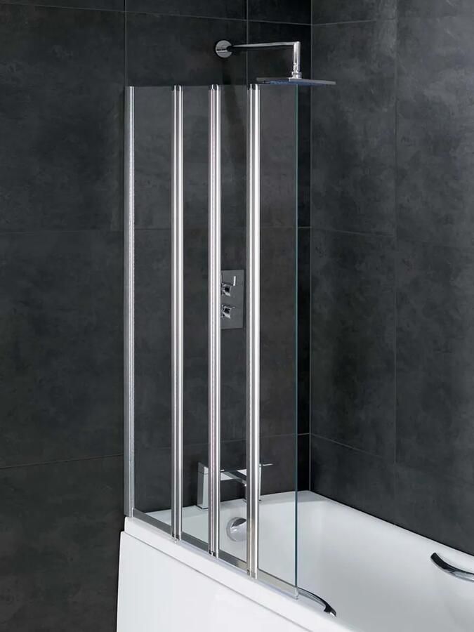 Eastbrook Volente badwand met vouwpanelen en vast deel links 100x140cm chroom