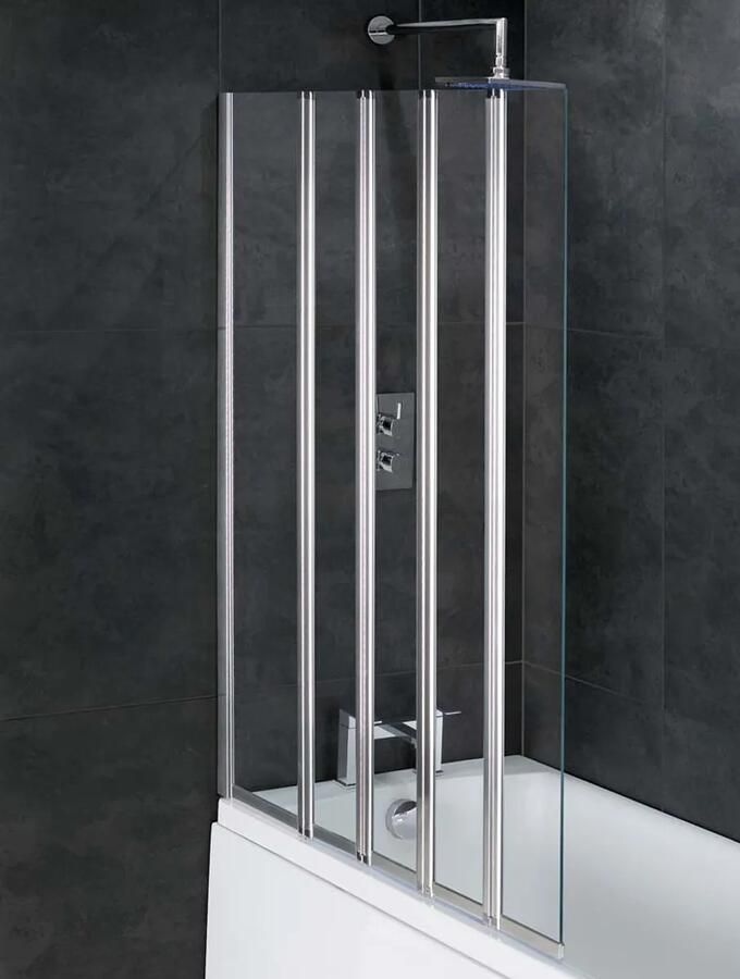 Eastbrook Volente badwand met vouwpanelen en vast deel links 125x140cm chroom