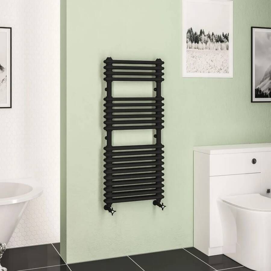 Eastbrook Imperia 2 koloms handdoekradiator 50x115cm 999W zwart mat