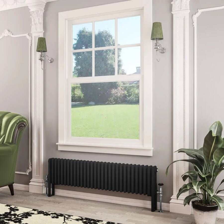 Eastbrook Imperia 3 koloms radiator 135x30cm 1436W zwart mat
