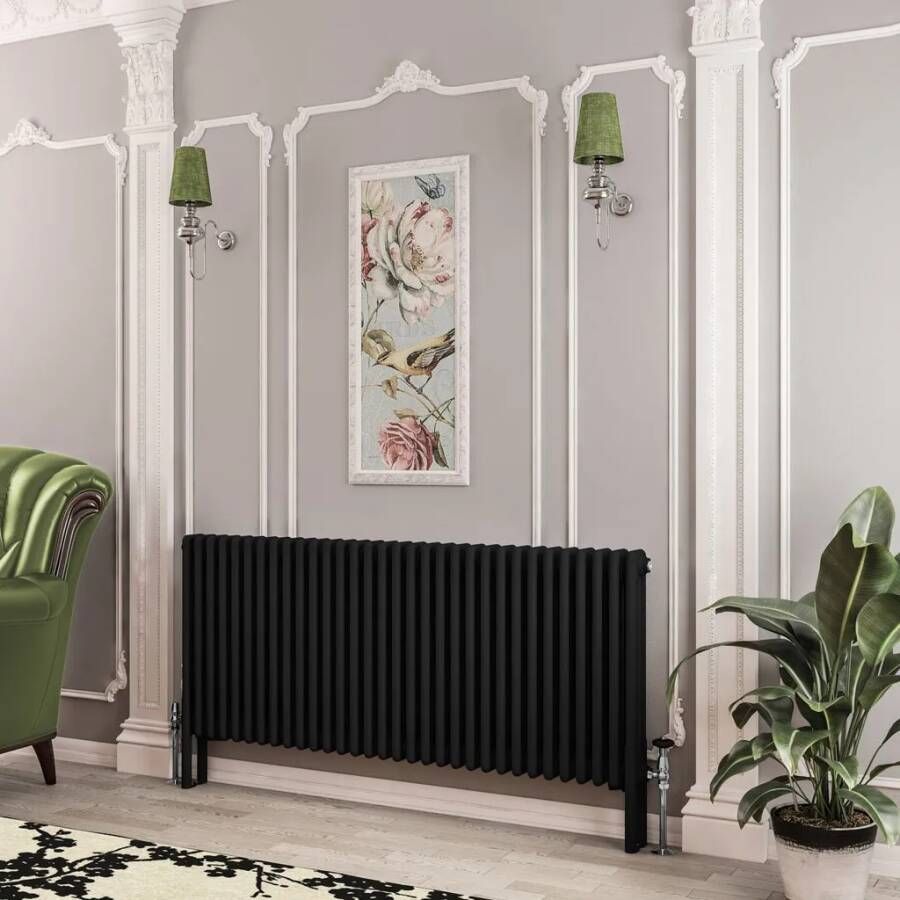 Eastbrook Imperia 3 koloms radiator 145x60cm 3024W zwart mat
