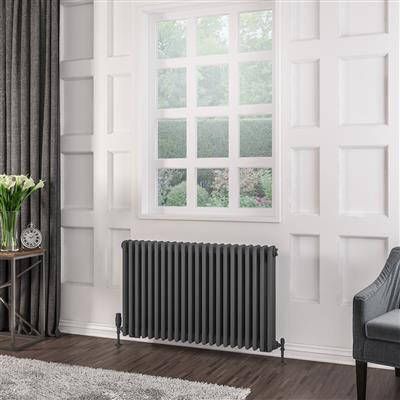 Eastbrook Rivassa 3 koloms radiator 100x60cm staal 1794W antraciet