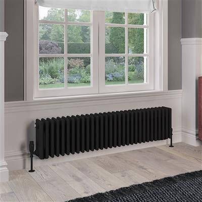 Eastbrook Rivassa 4 koloms radiator 135x30cm staal 1633W zwart mat